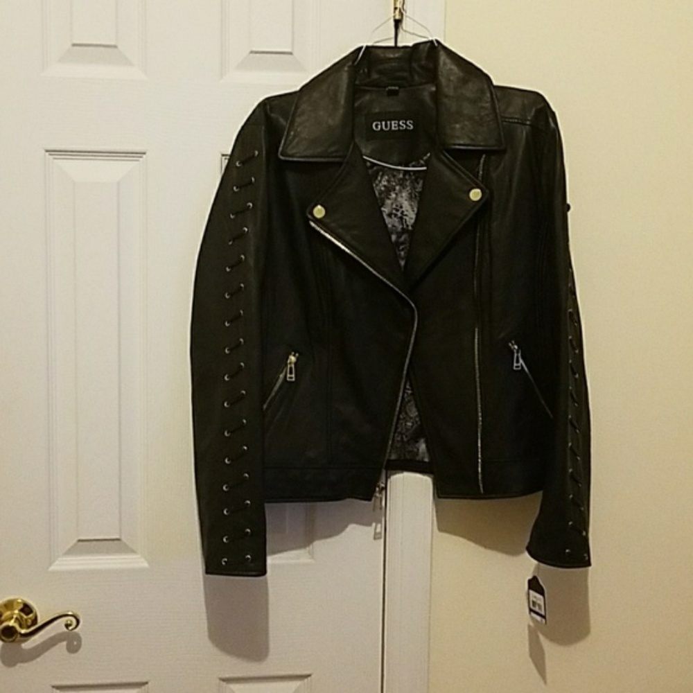 HP NWT Guess Moto Leather Jacket - Picture 7 of 7
